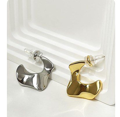 1 paire de clous d'oreilles en laiton plaqué or blanc 18 carats, Style Simple et décontracté, couleur unie irrégulière