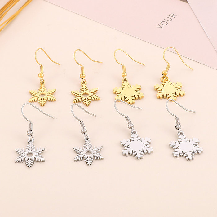 Vacation Snowflake Titanium Steel Plating 18K Gold Plated Bracelets Earrings Necklace