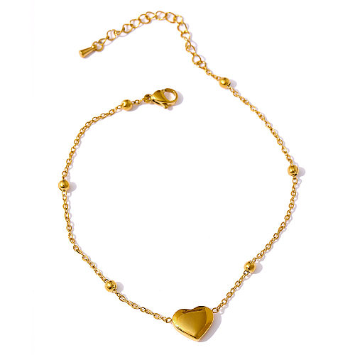 1 Stück süße Herzform Titanstahl Damen Armbänder Fußkettchen Halskette