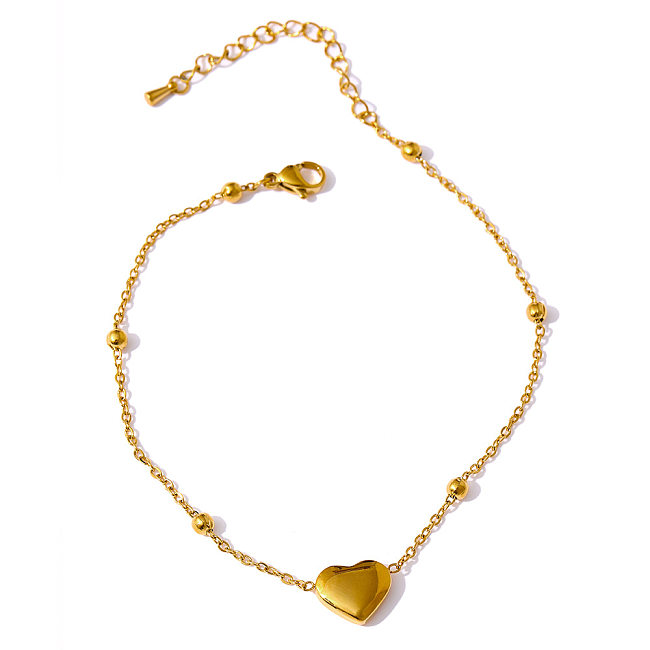 1 Piece Sweet Heart Shape Titanium Steel Women'S Bracelets Anklet Necklace