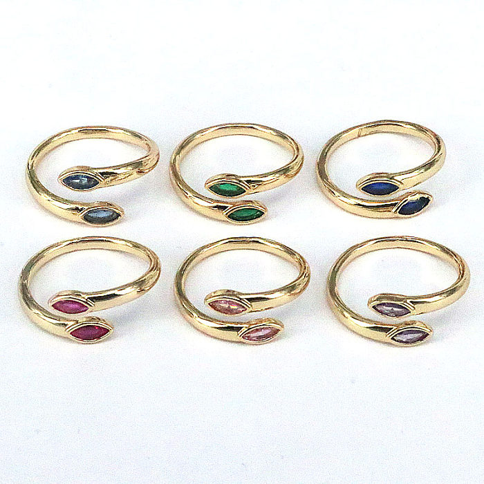 Fashion Geometric Copper Gold Plated Inlay Zircon Open Ring 1 Piece