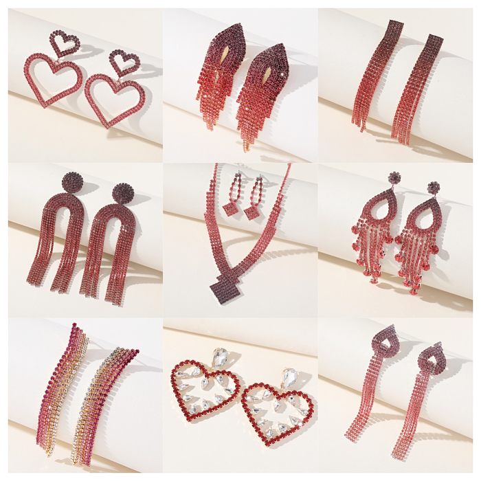 1 Pair Elegant Simple Style Heart Shape Inlay Copper Zircon Drop Earrings