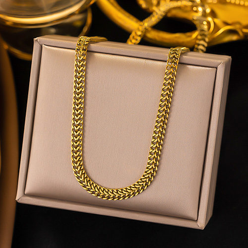 Simple Style Solid Color Titanium Steel Plating 18K Gold Plated Bracelets Necklace