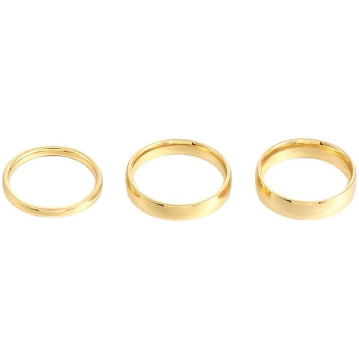 Anéis banhados a ouro 18K do chapeamento de aço Titanium da senhora Simple Style Round