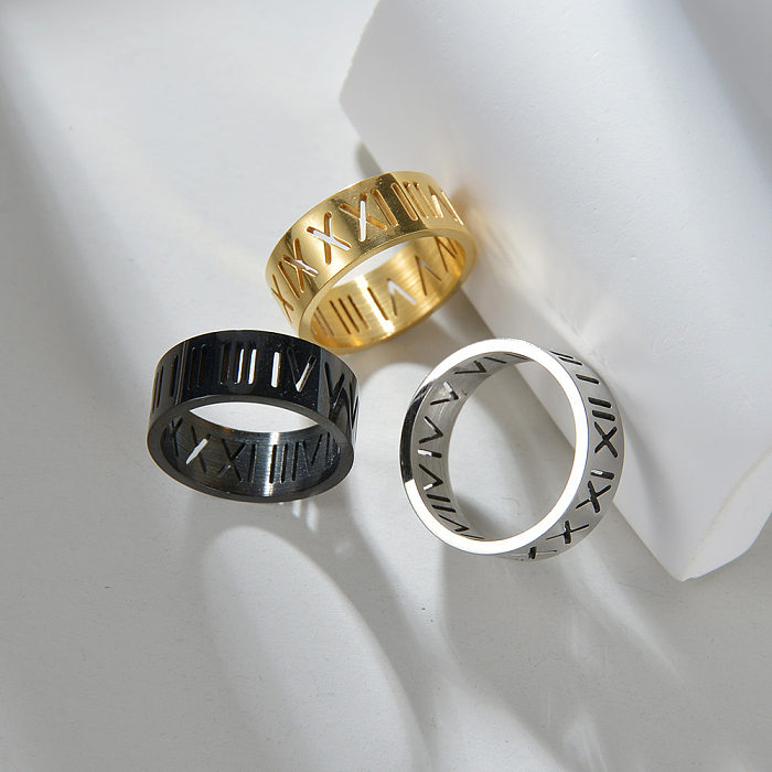 Fashion Number Titanium Steel Plating Rings