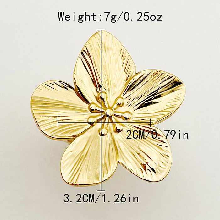خاتم مفتوح مطلي بالذهب من الفولاذ المقاوم للصدأ على شكل زهرة عتيقة بكميات كبيرة