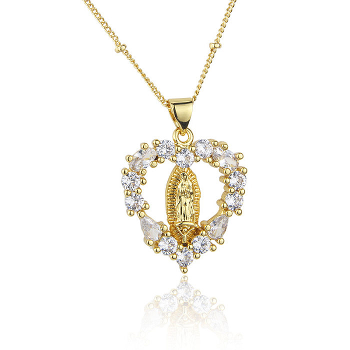 European And American New Diamond Virgin Necklace Female AliExpress Spot Direct Supply Copper-Plated Gold Love Virgin Faith Pendant