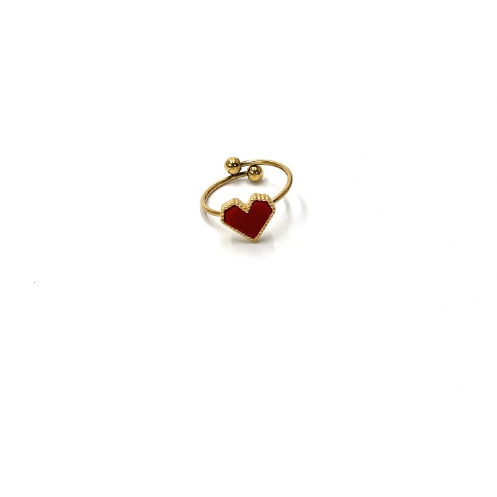 Anéis abertos de aço inoxidável em formato de coração romântico fofo