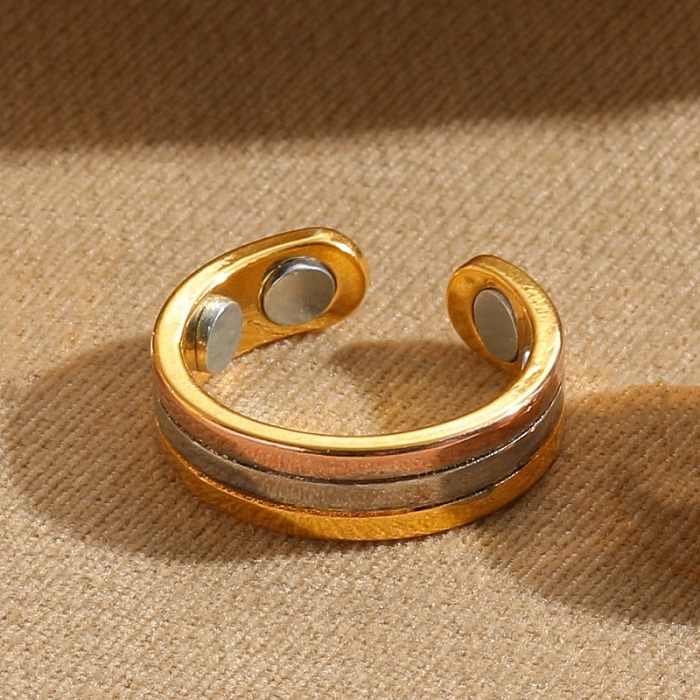 Anéis abertos do chapeamento assimétrico do cobre do ímã da cor sólida da listra do estilo simples