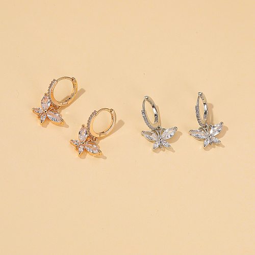 New Crystal Butterfly Zircon Butterfly Earrings All-match Wholesale jewelry