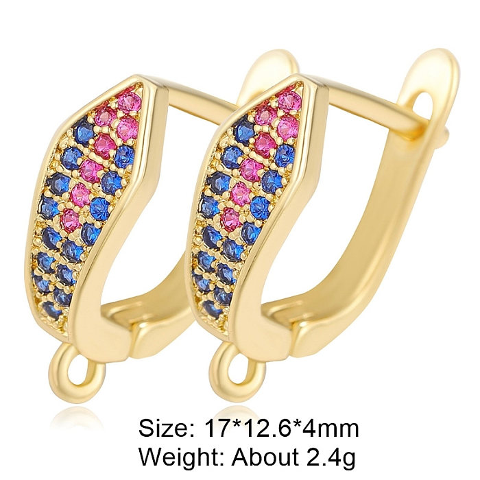 1 Pair Classic Style Square Plating Inlay Copper Zircon 18K Gold Plated White Gold Plated Hoop Earrings