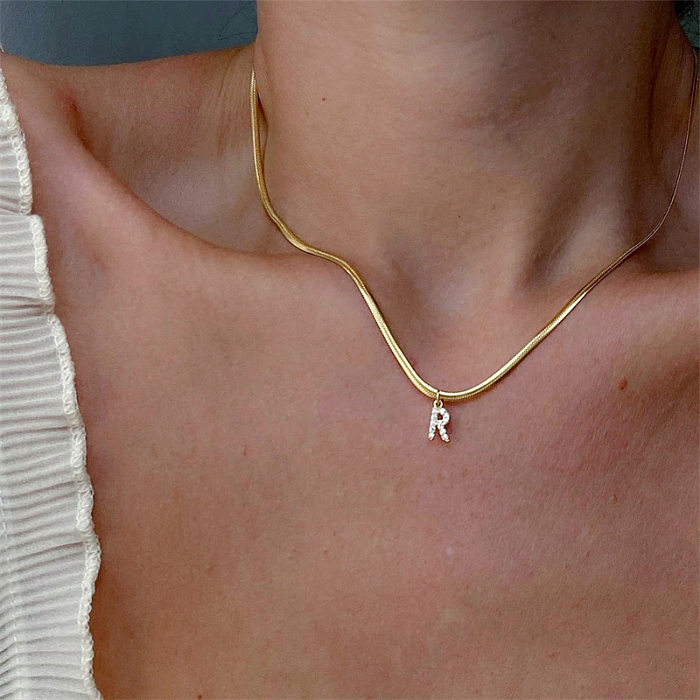 Fashion Letter Copper Plating Artificial Rhinestones Pendant Necklace 1 Piece