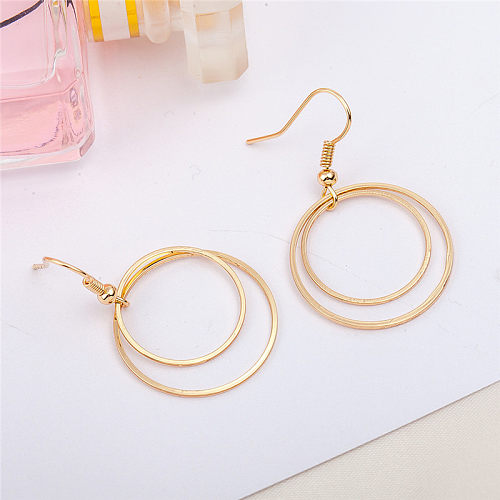 1 paire de boucles d'oreilles pendantes en forme de cercle de base plaqué or et argent