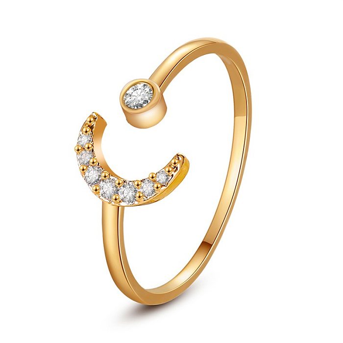 Hot Selling Simple Star Moon Ring Classic Opening Adjustable Finger Ring Wholesale jewelry