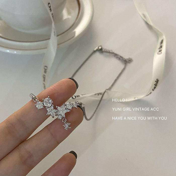Casual Sweet Star Copper Plating Inlay Zircon Necklace