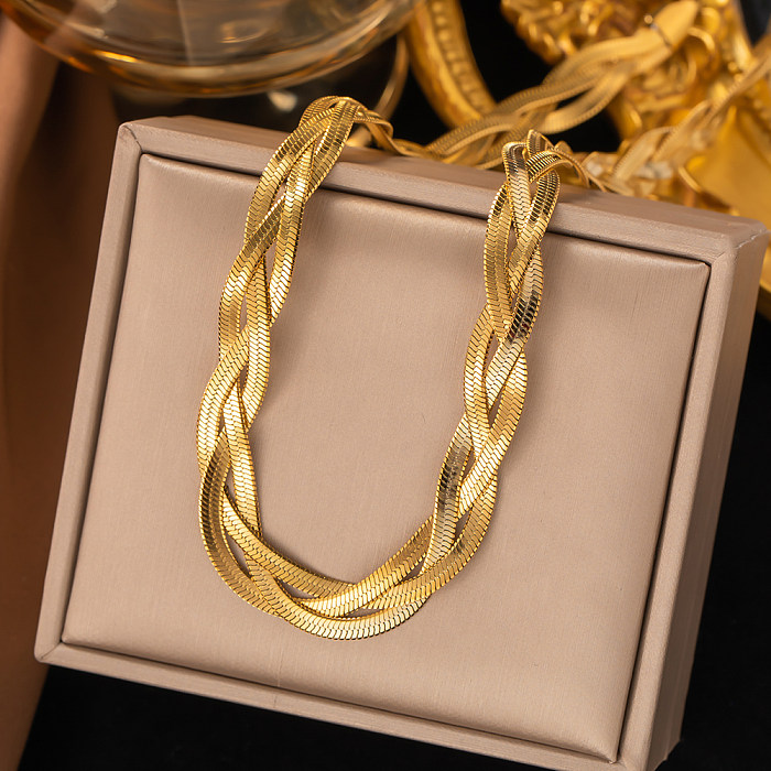 Collar de pulseras chapado en oro de 18 quilates con revestimiento de acero de titanio y bloque de color Commute