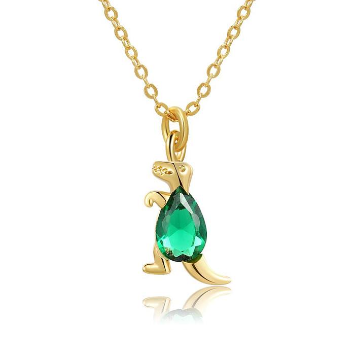 18K Popular Small Animal Element Dinosaur Inlaid Zircon Copper Necklace Wholesale jewelry