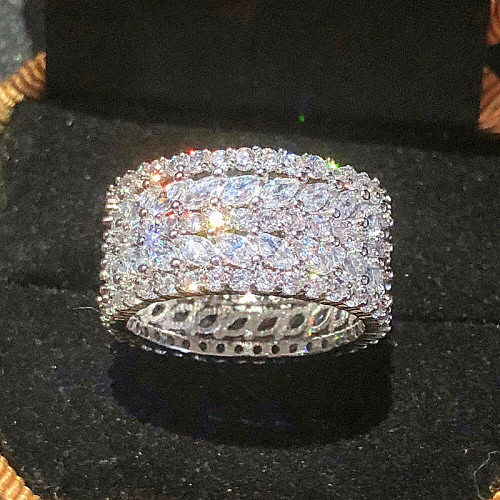 Classic Style Geometric Copper Inlay Zircon Rings