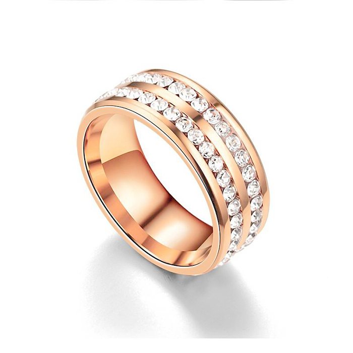 عبر الحدود الأوروبية والأمريكية التيتانيوم الصلب صف مزدوج الماس الكورية الأزياء الفولاذ المقاوم للصدأ خاتم الماس