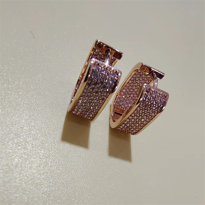 1 Pair Simple Style U Shape Plating Inlay Copper Zircon Hoop Earrings