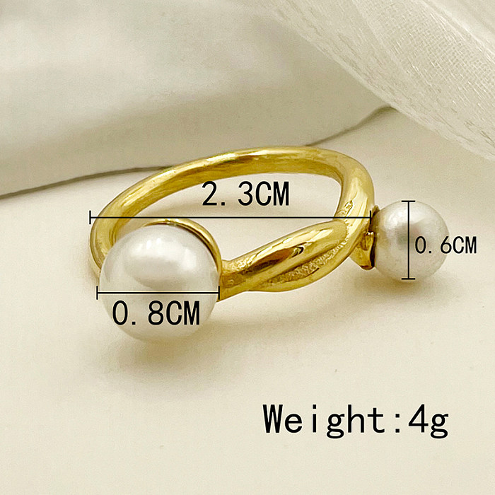 Anéis folheados a ouro das pérolas artificiais do embutimento de aço inoxidável redondo elegante do chapeamento
