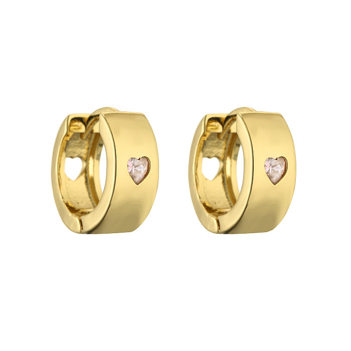 1 Pair Elegant Simple Style Heart Shape Plating Inlay Copper Zircon Earrings