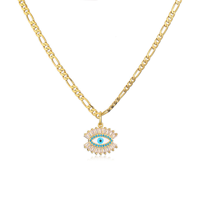 Women'S Fashion Devil's Eye Copper Necklace Inlaid Zircon Zircon Copper Necklaces