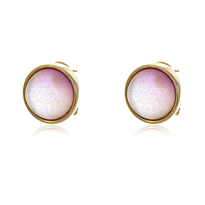 1 Pair Simple Style Round Inlay Copper Glass Ear Studs