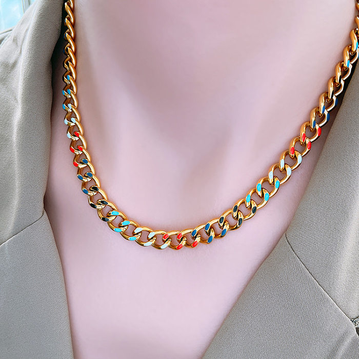 Artistic Colorful Titanium Steel Enamel Plating Women'S Bracelets Earrings Necklace