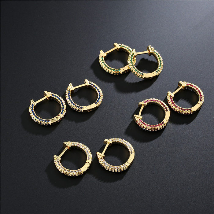 Einfache, modische, geometrische Ohrringe aus Zirkon und Kupfer