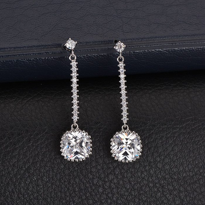 1 Pair Classic Style Square Plating Inlay Copper Artificial Gemstones Ear Studs