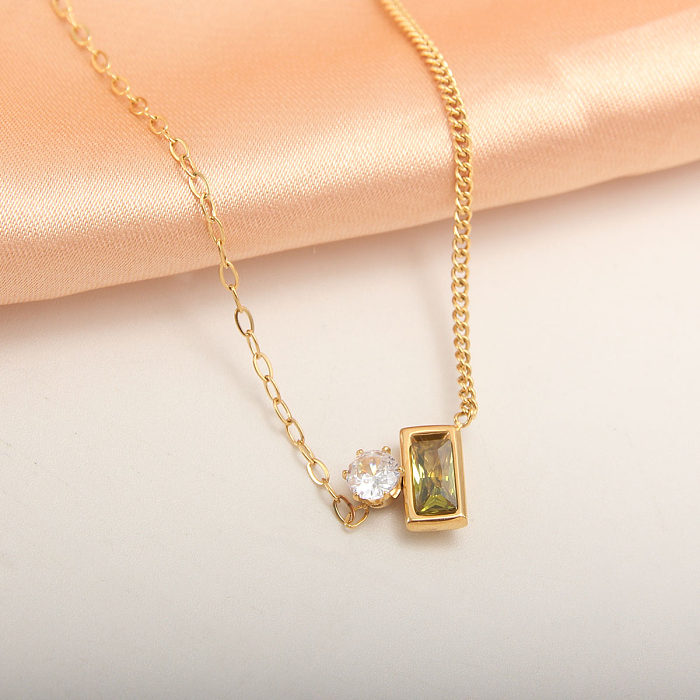 Basic Vintage Style Cross Copper Plating Inlay Zircon Gold Plated Pendant Necklace