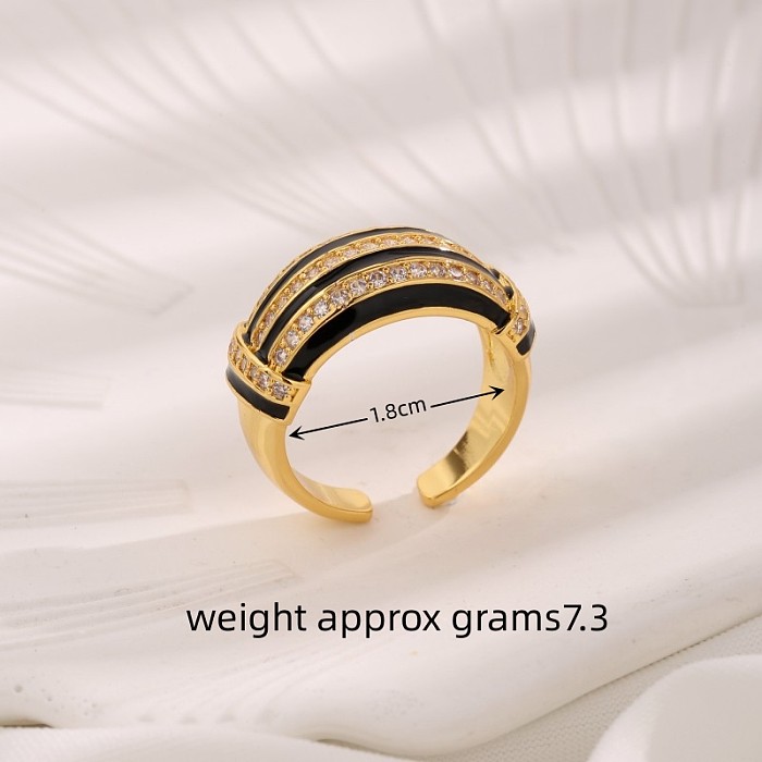 Offener Ring im IG-Stil mit geometrischer Verkupferung und Inlay-Zirkon-18-Karat-Vergoldung