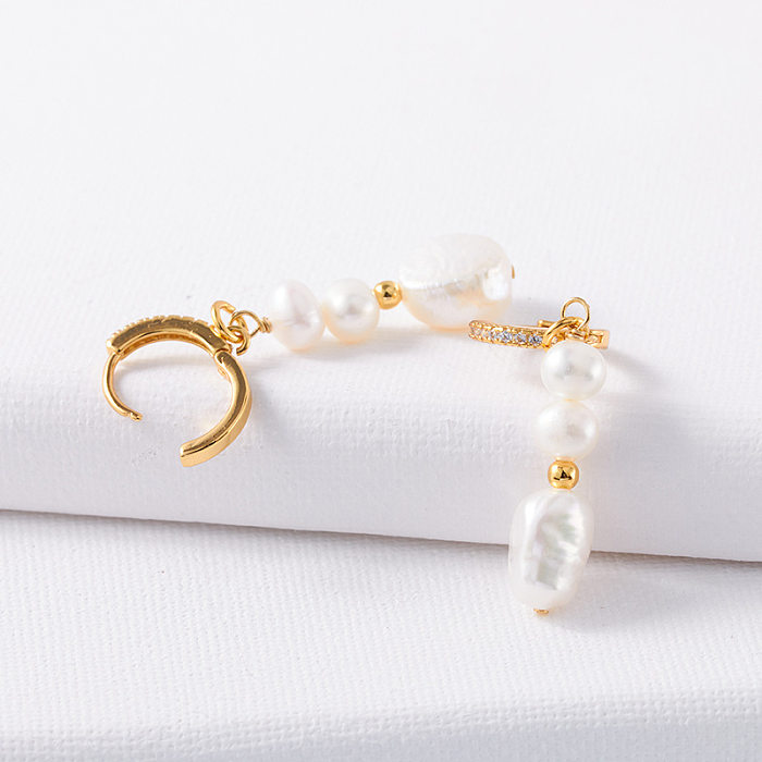 1 Paar modische, runde, künstliche Perlen-Patchwork-Ohrringe aus Messing