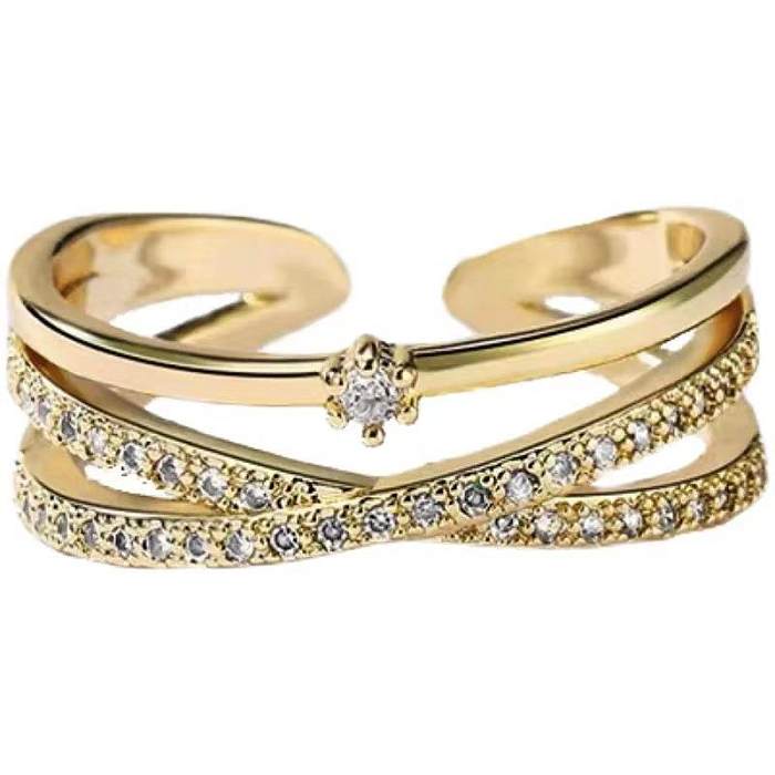 As pedras preciosas artificiais do embutimento geométrico do chapeamento de cobre do estilo clássico abrem anéis