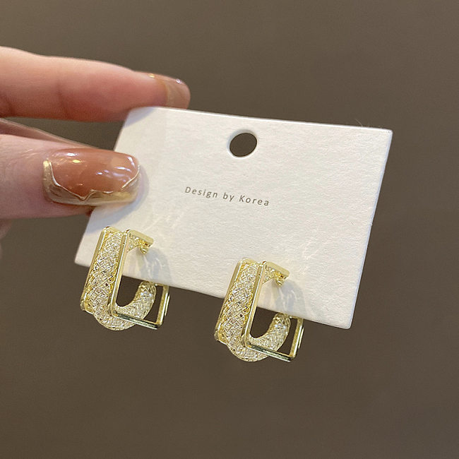 Luxurious Geometric Copper Plating Zircon Earrings 1 Pair
