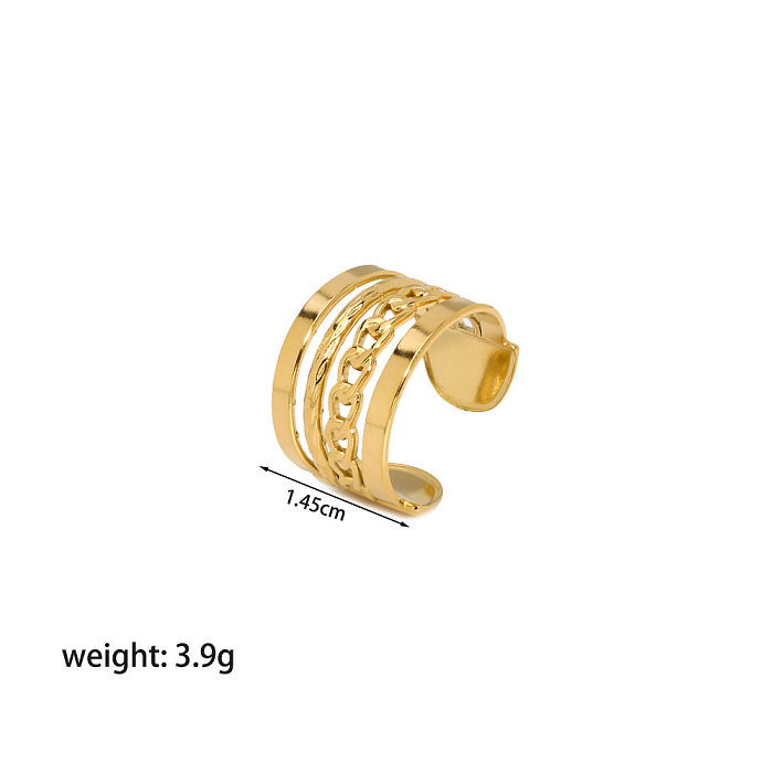 Casual Nordic Style French Style Solid Color Stainless Steel Plating 18K Gold Plated Open Rings