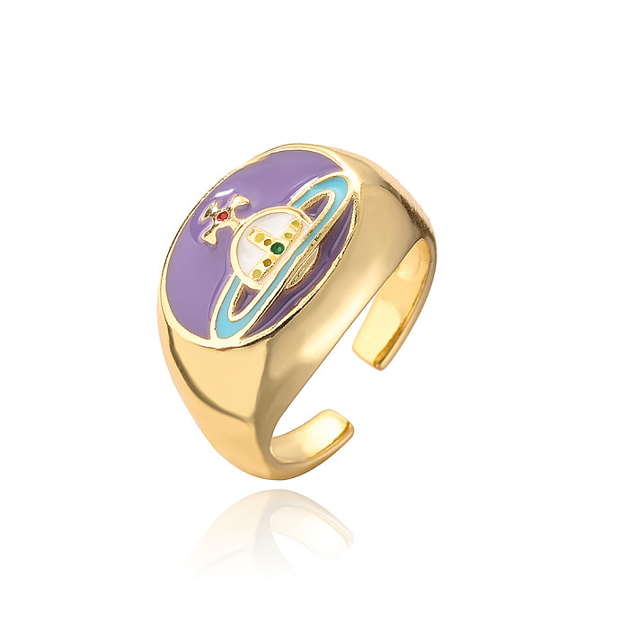 Fashion Planet Kupfer-Emaille-vergoldeter offener Ring 1 Stück