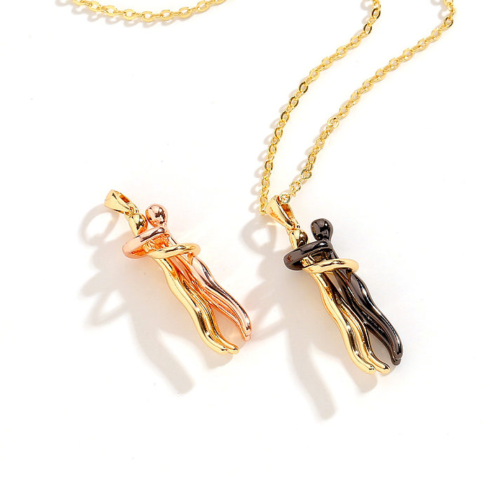 Nuevo Collar bonito Chapado en cobre Simple, oro Real, amor, abrazo,