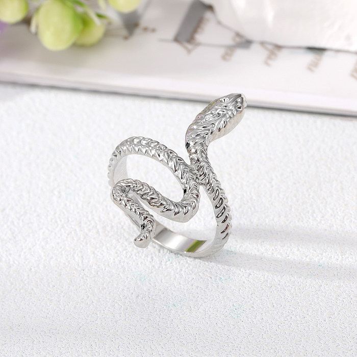 Vintage Style Snake Stainless Steel Open Ring Twist Plating Stainless Steel Rings 1 Piece