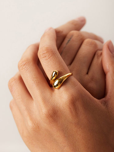 Neuer, modischer, schlichter, vergoldeter Edelstahl-Ring