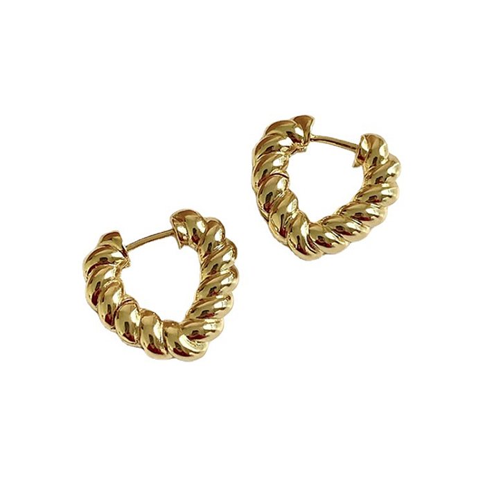 1 Pair Casual Korean Style Heart Shape Plating Copper Earrings