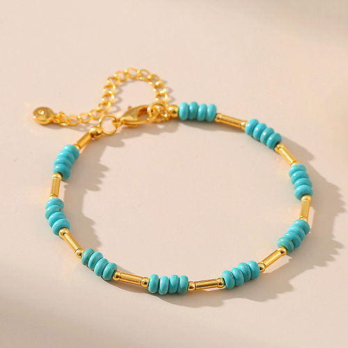 Bracelets de placage de cuivre turquoise géométrique à la mode