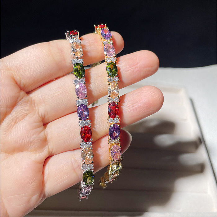 Best Seller In Europe And America Copper Plating 18K Gold Inlaid Colorful Large Zircon Light Luxury High-End Fashion Simple Temperamental Bracelet Women