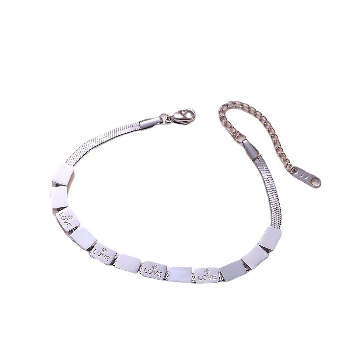 Collier de bracelets de placage en acier titane d'amour de style simple et élégant