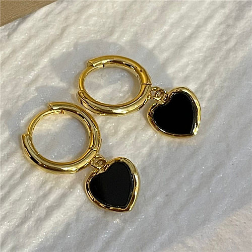 1 Pair Sweet Heart Shape Bow Knot Copper Plating Inlay Zircon Drop Earrings