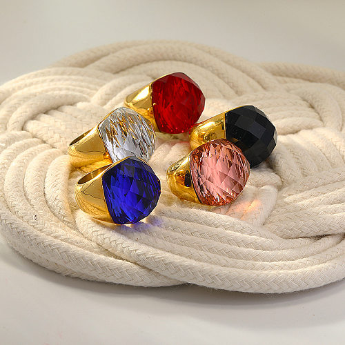 Anéis de pedras preciosas artificiais do embutimento do chapeamento de aço Titanium da cor sólida da senhora