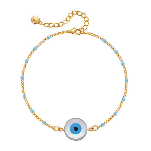 Elegant Ethnic Style Streetwear Devil'S Eye Copper Enamel Bracelets