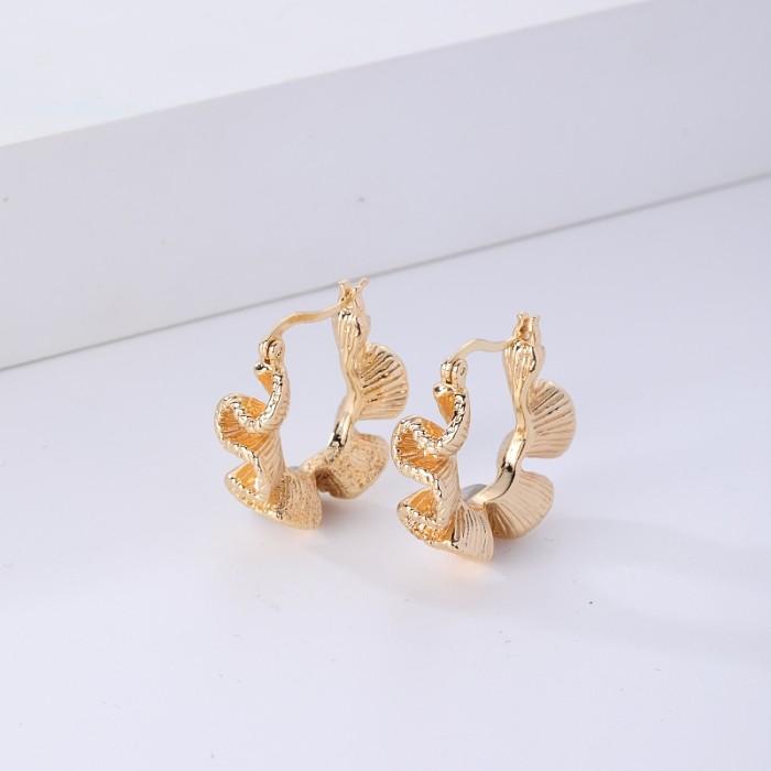 1 Pair Simple Style Geometric Irregular Plating Pleated Copper Ear Studs