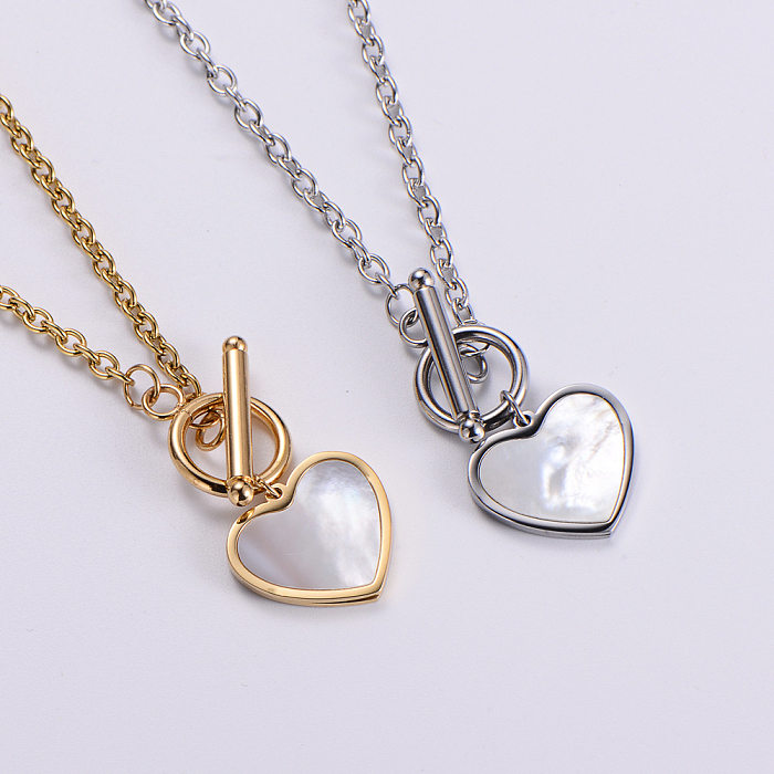 Fashion Simple TO Buckle Heart-Shaped Pendant Necklace Earrings Set
